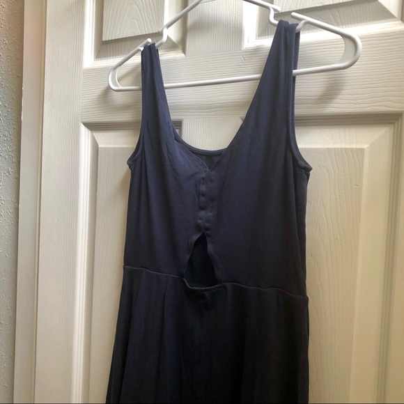 Comfy Navy Cotton Dress with Keyhole Back - Picture 3 of 3